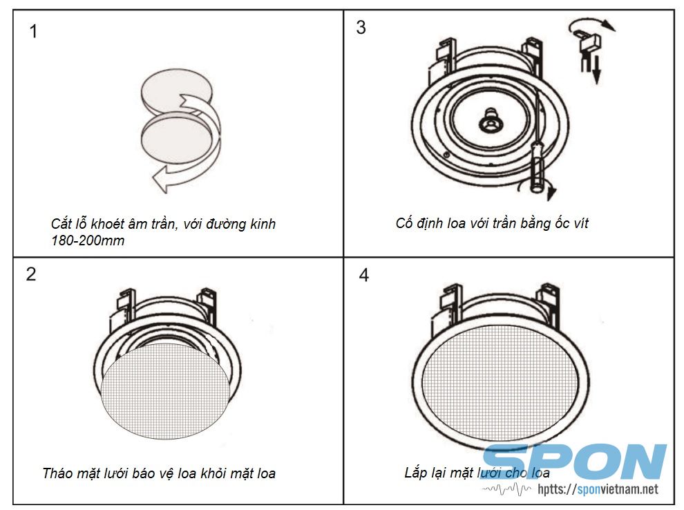 Cách lắp loa NAC-111 lên mặt trần Cách lắp loa NAC-111 lên mặt trần