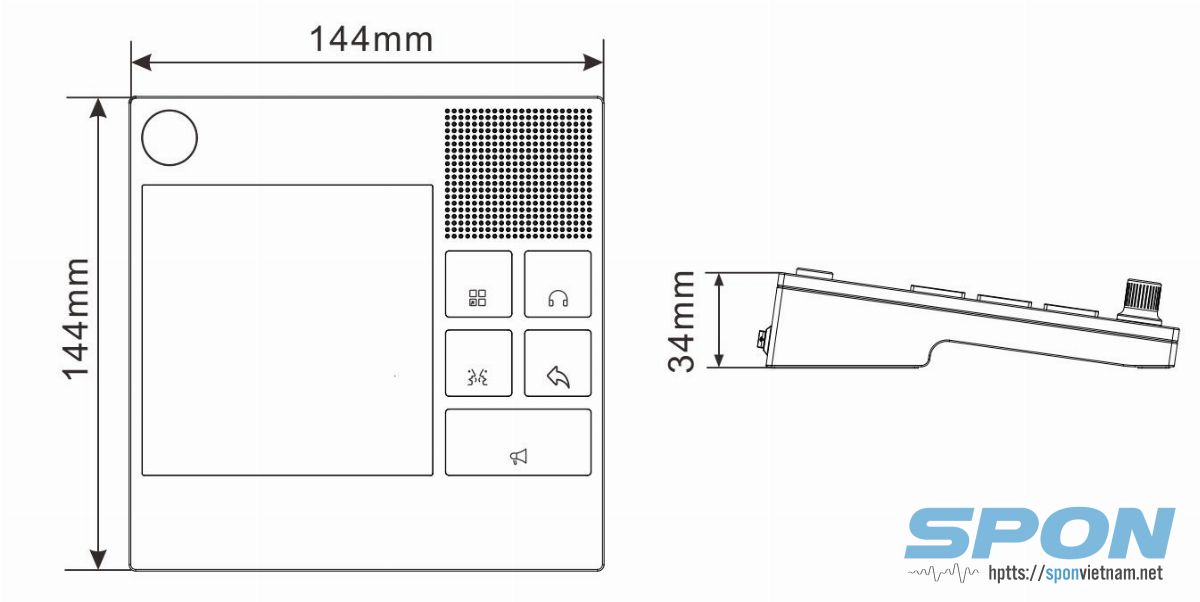 Kích thước micro cảm ứng XC-9038N Kích thước micro cảm ứng XC-9038N