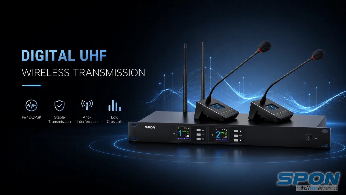 Bộ 02 Micro cổ ngỗng không dây để bàn SPON LCS-2340L Bộ 02 Micro cổ ngỗng không dây để bàn SPON LCS-2340L