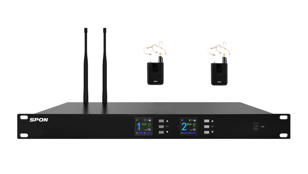 Bộ 2 Micro không dây UHF choàng đầu SPON LCS-2340T